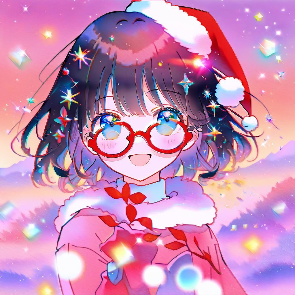 Whimsical Christmas Girl in Soft Watercolor