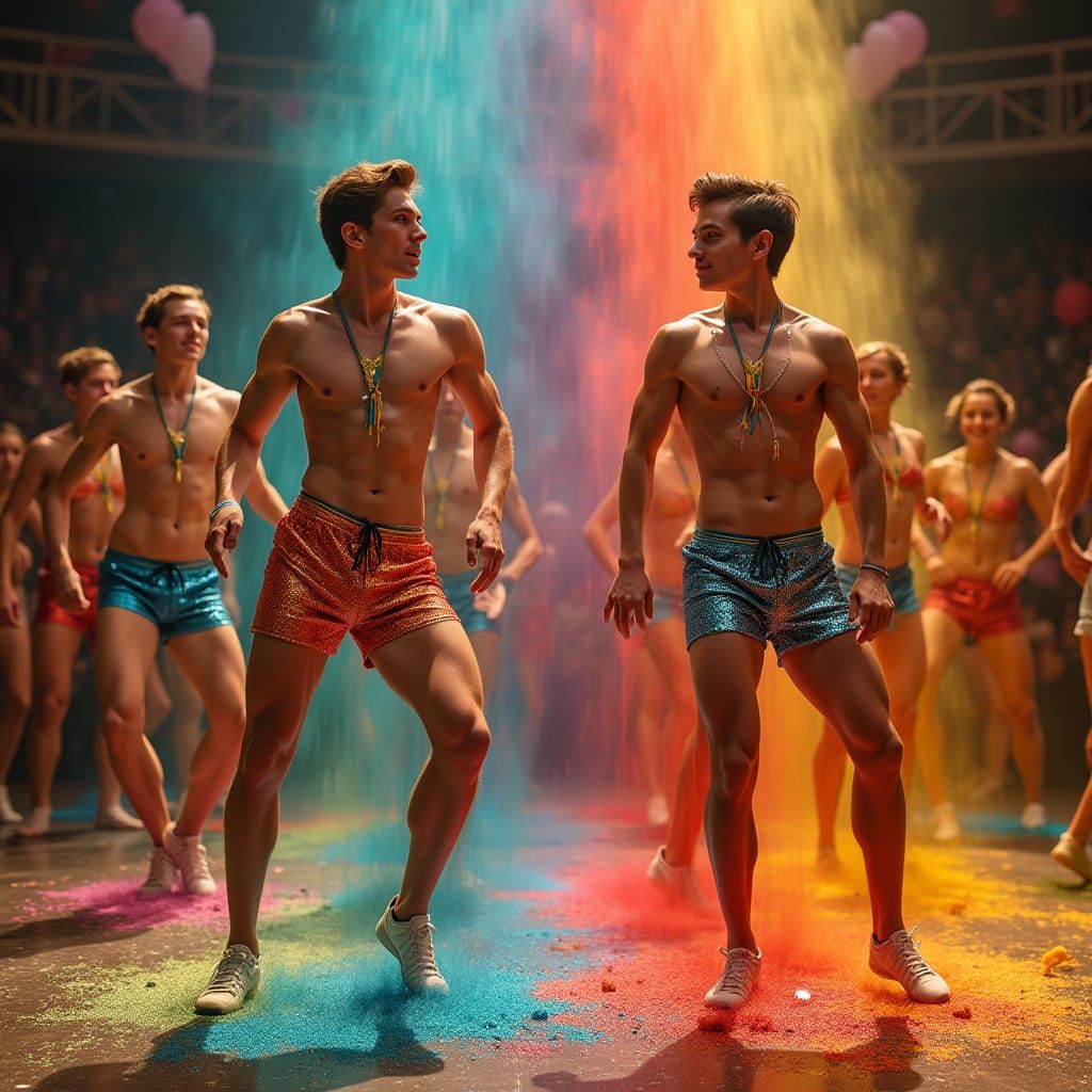 Broadway Dancers in a Vibrant Art Nouveau Scene