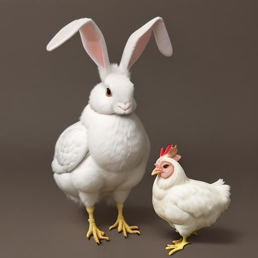 Rabbit and Chicken Generated by AI