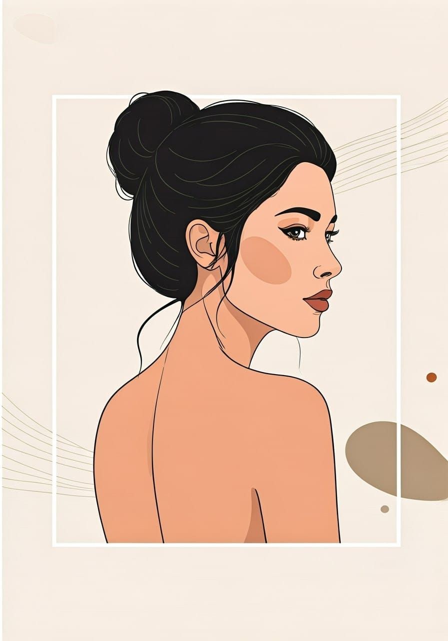 Elegant Woman in Minimalist Line Art