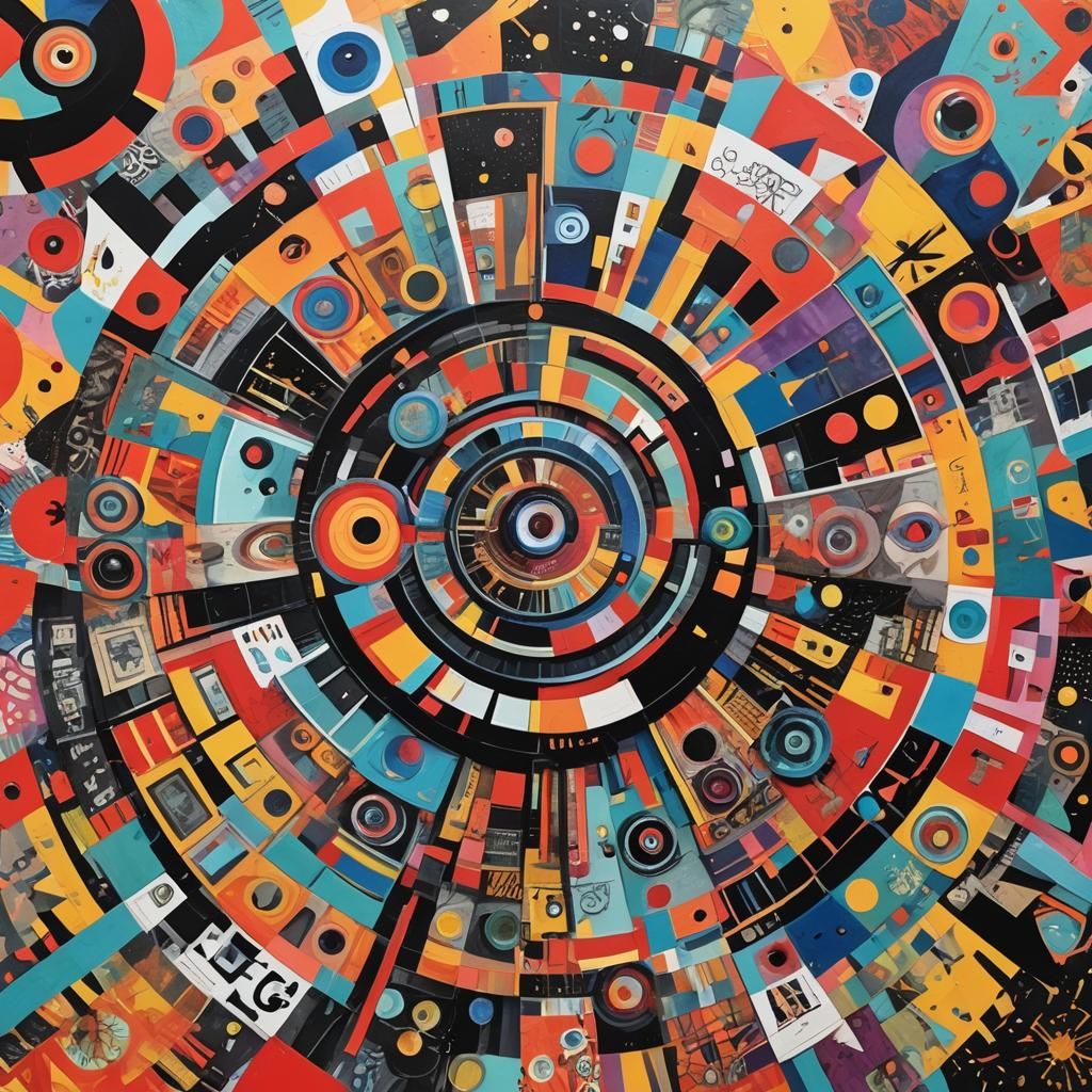 Eclectic Mixed Media Collage in Surrealist Style