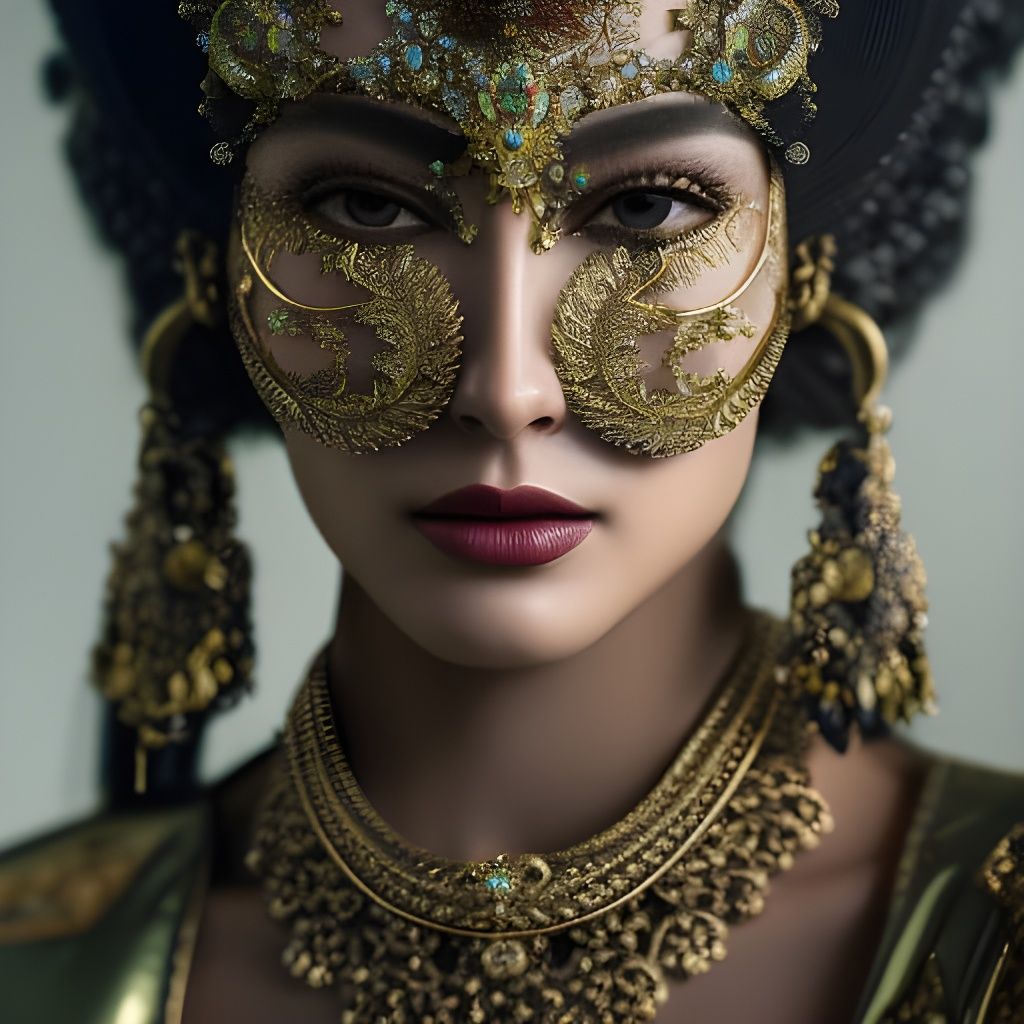 Majestic Queen Portrait with Filigree Jewelry