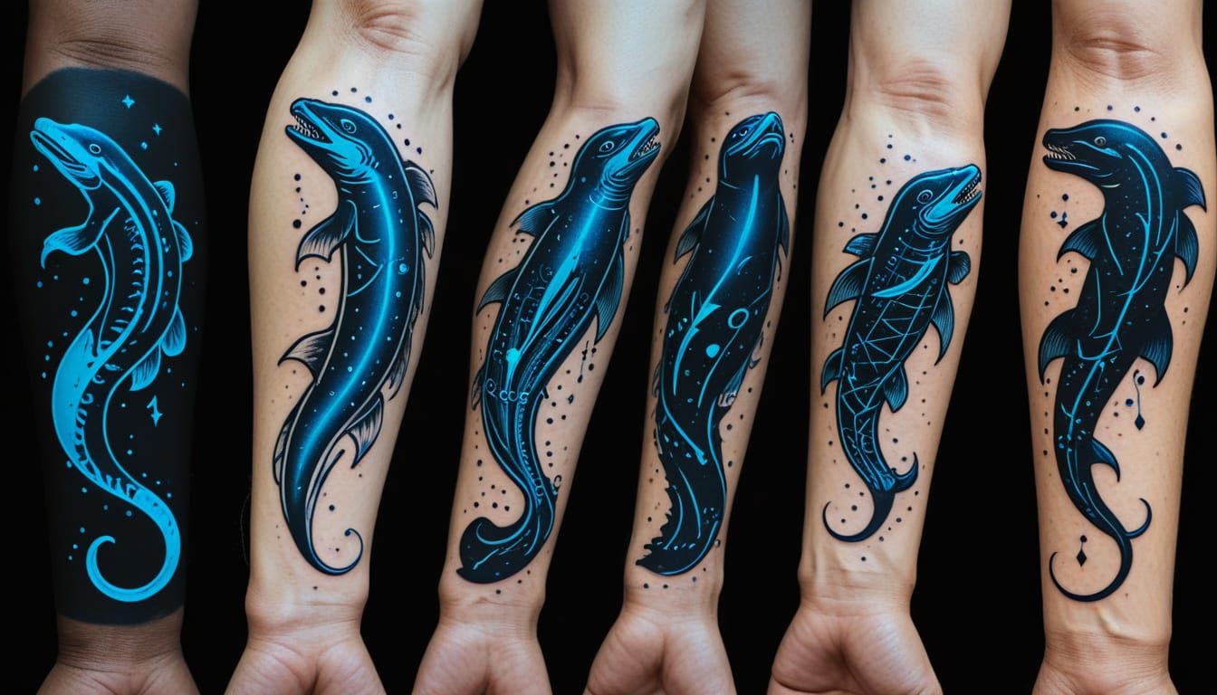 Minimalist Electric Eel Flash Tattoo Sheet