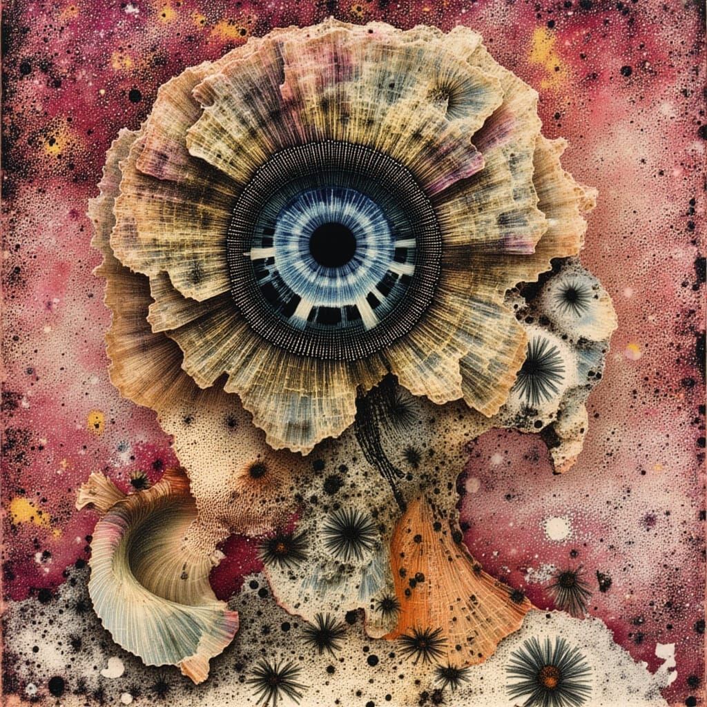 Fractal Tree Flowers with Faces in Alcohol Ink