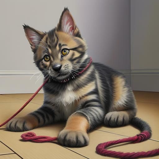 Puppy and Kitten Play: Oil Painting Style