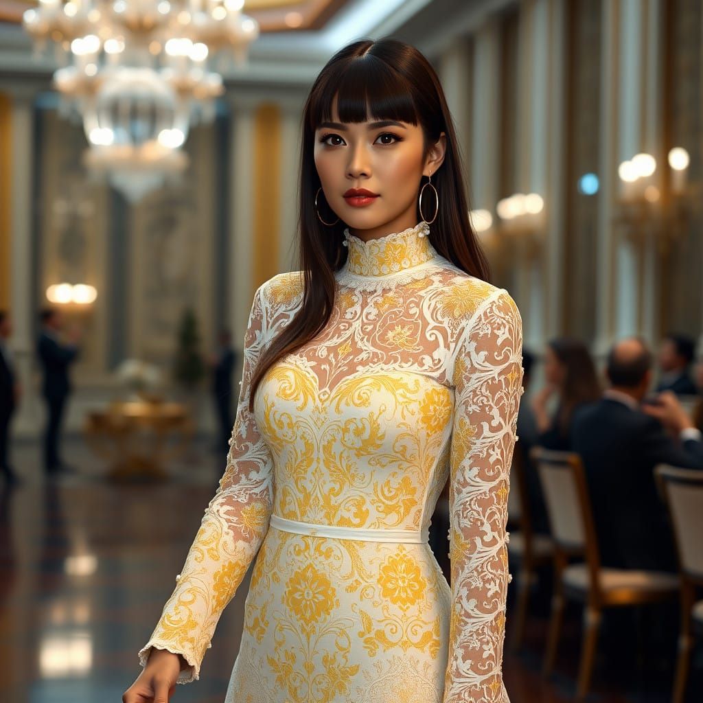 Elegant Brunette in Luxurious Gala Attire