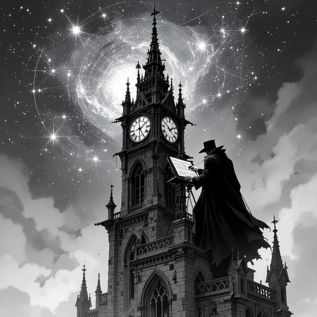 Celestial Cartographer Charts Constellations in Dark Fantasy...