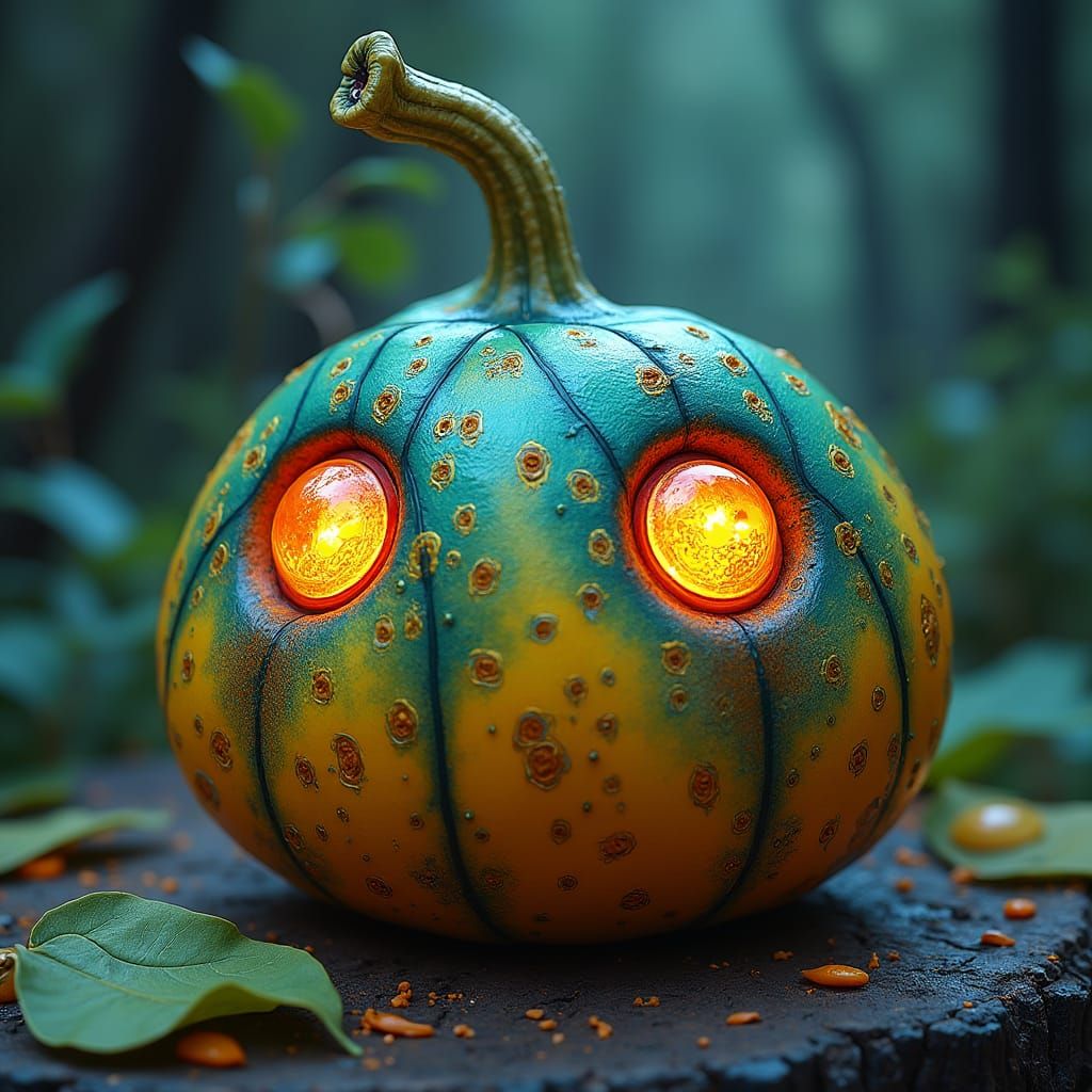 Mystical Pumpkin with Gleaming Eyes in Fantasy Style