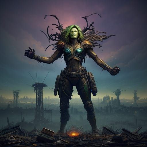 Green Goddess of Ruin in Ian McQue-Inspired Hyper-Realism