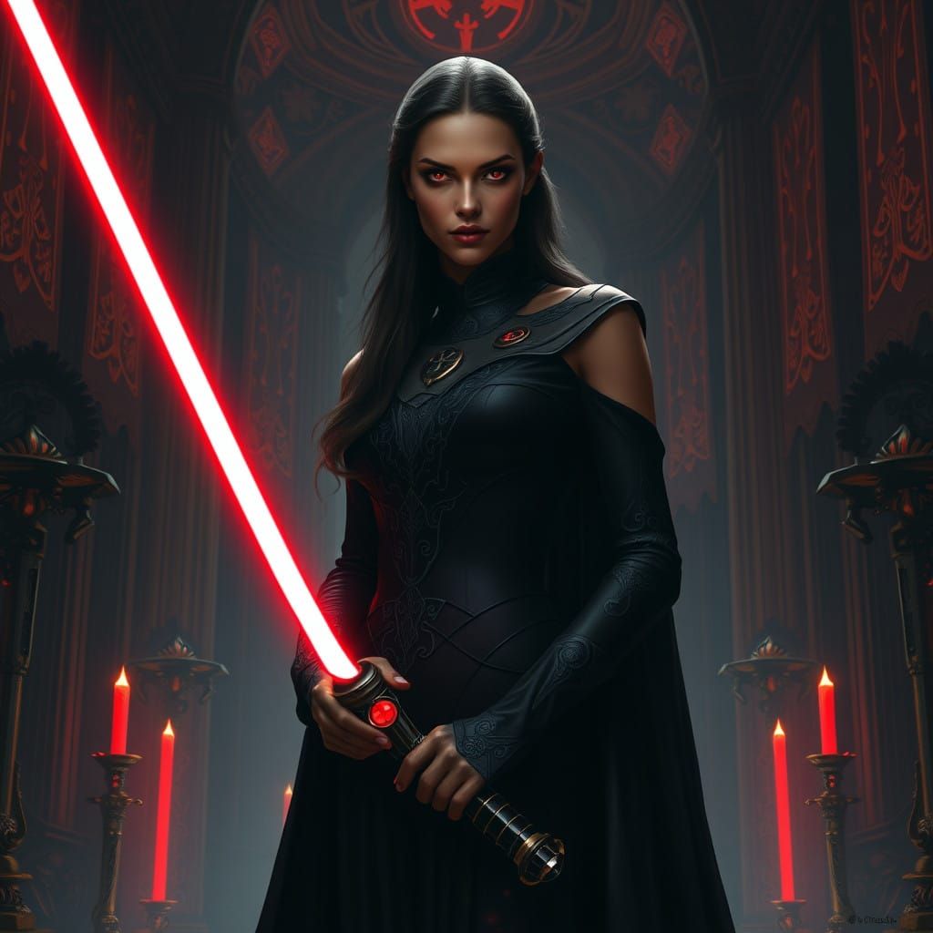 Elegant Sith Pureblood Woman in Opulent Chamber