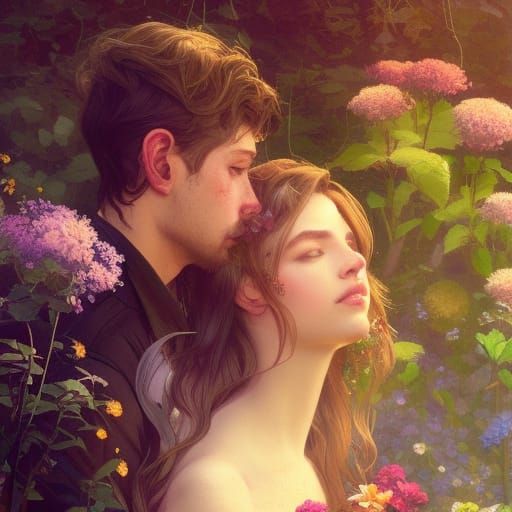 Men in Love in Secret Garden, Hyperdetailed Art