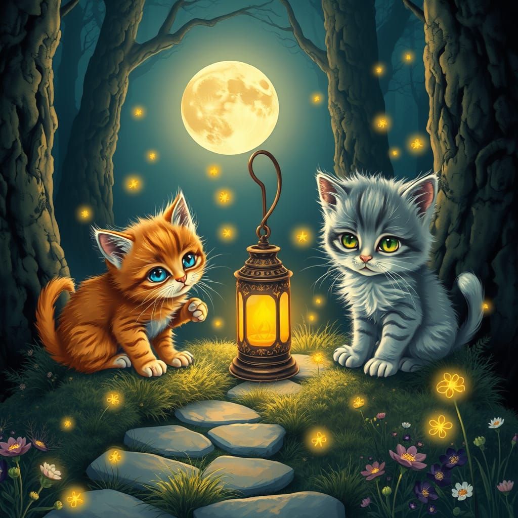 Moonlit Whimsy in a Mystical Forest