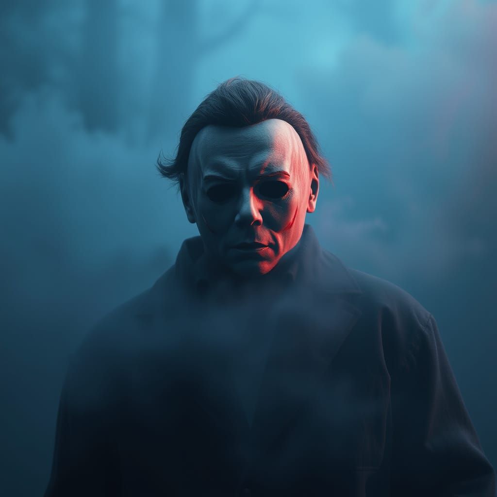 Macabre Fantasy Figure in Eerie Mist