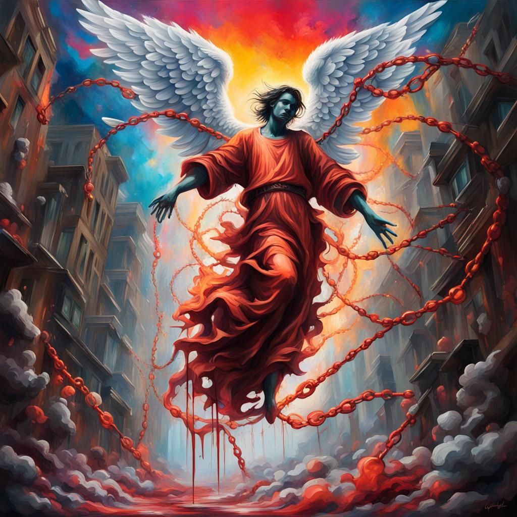 Angel Binds Devil: Graffiti Art Descent into Abyss