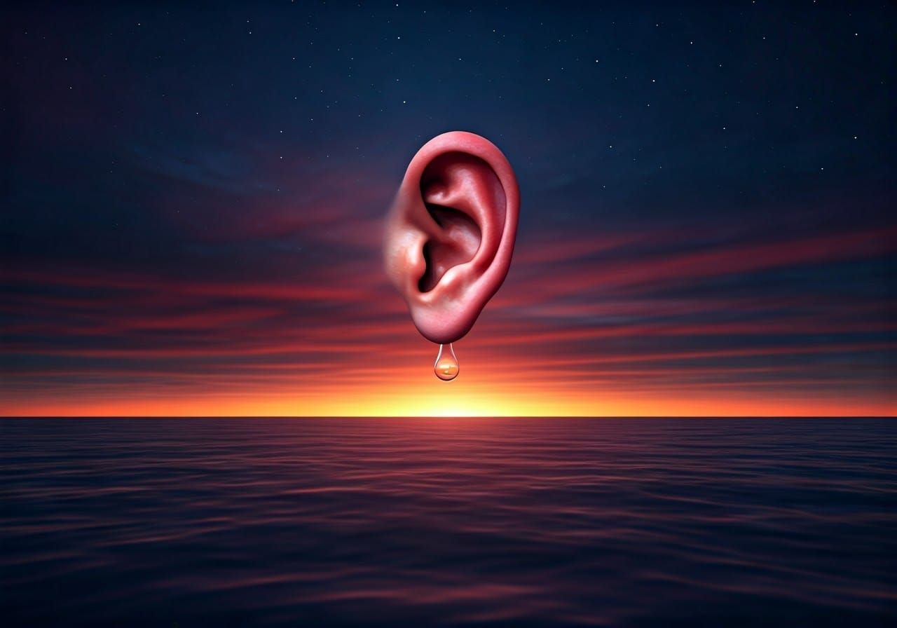 Surreal Ear-to-Ground Eye-in-Sky Illustration