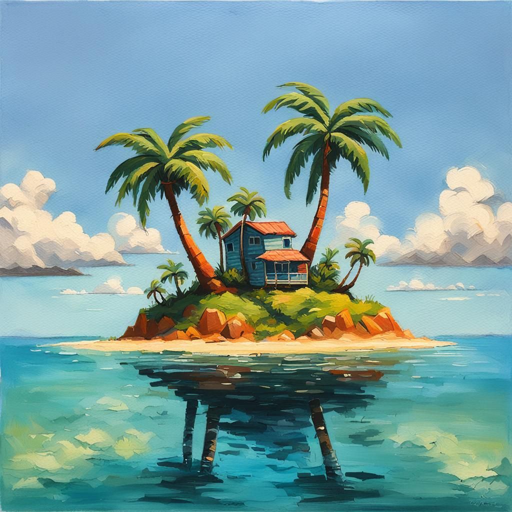 Tropical Island Paradise in Cel-Shaded Style