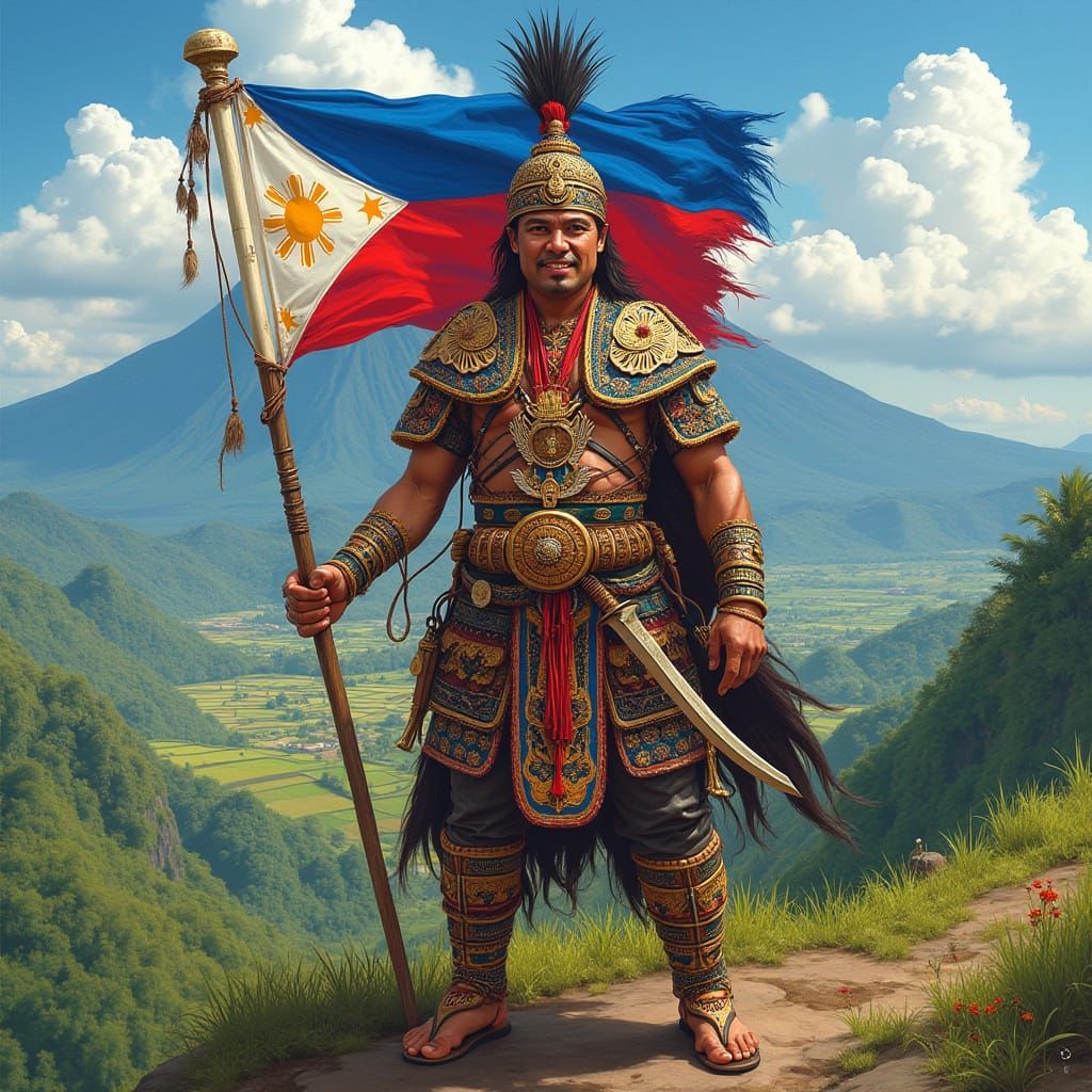 Design a collectible action figure inspired by Filipino culture. The toy should feature a male figure wearing a traditio...