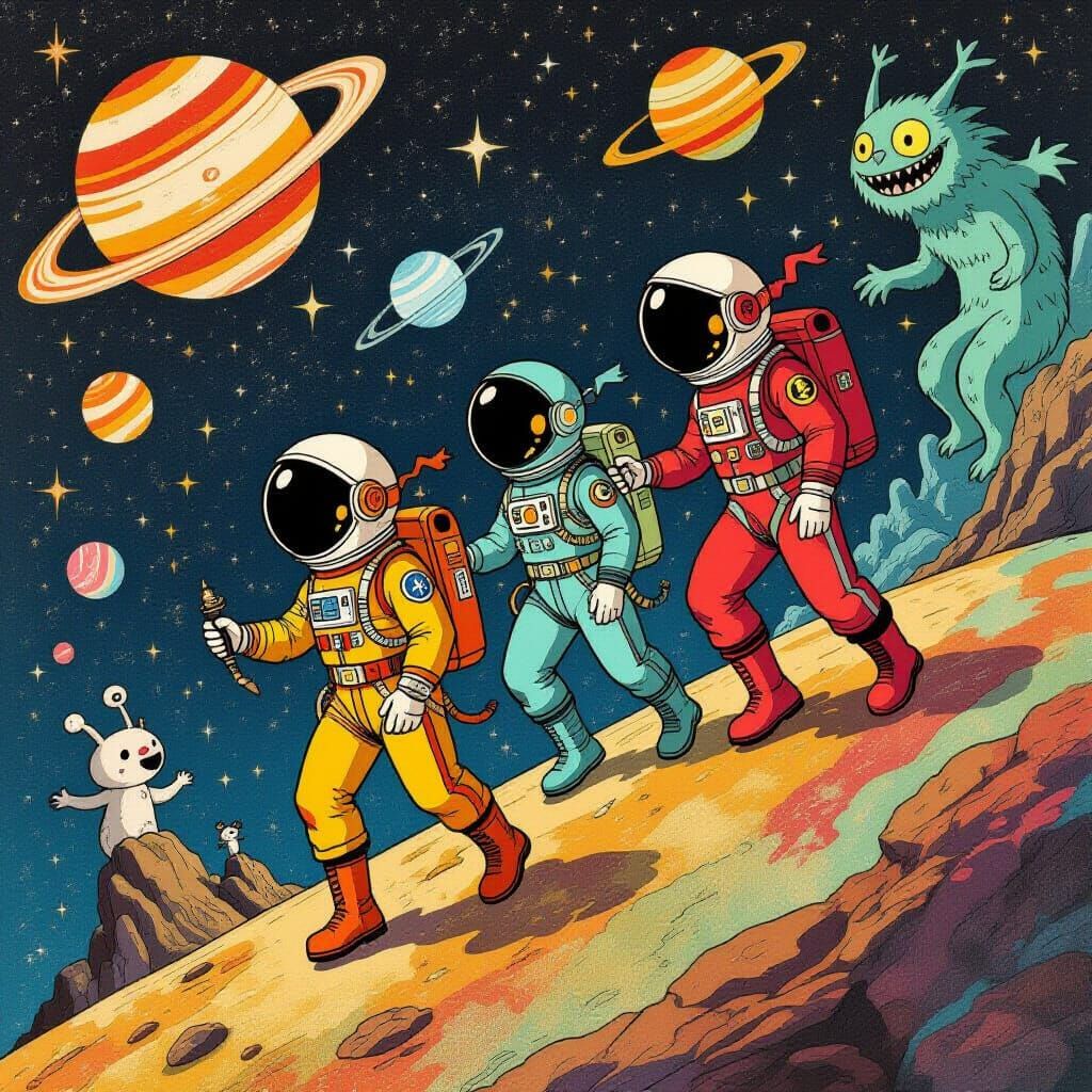 Cosmic Pirates' Dreamlike Space Journey