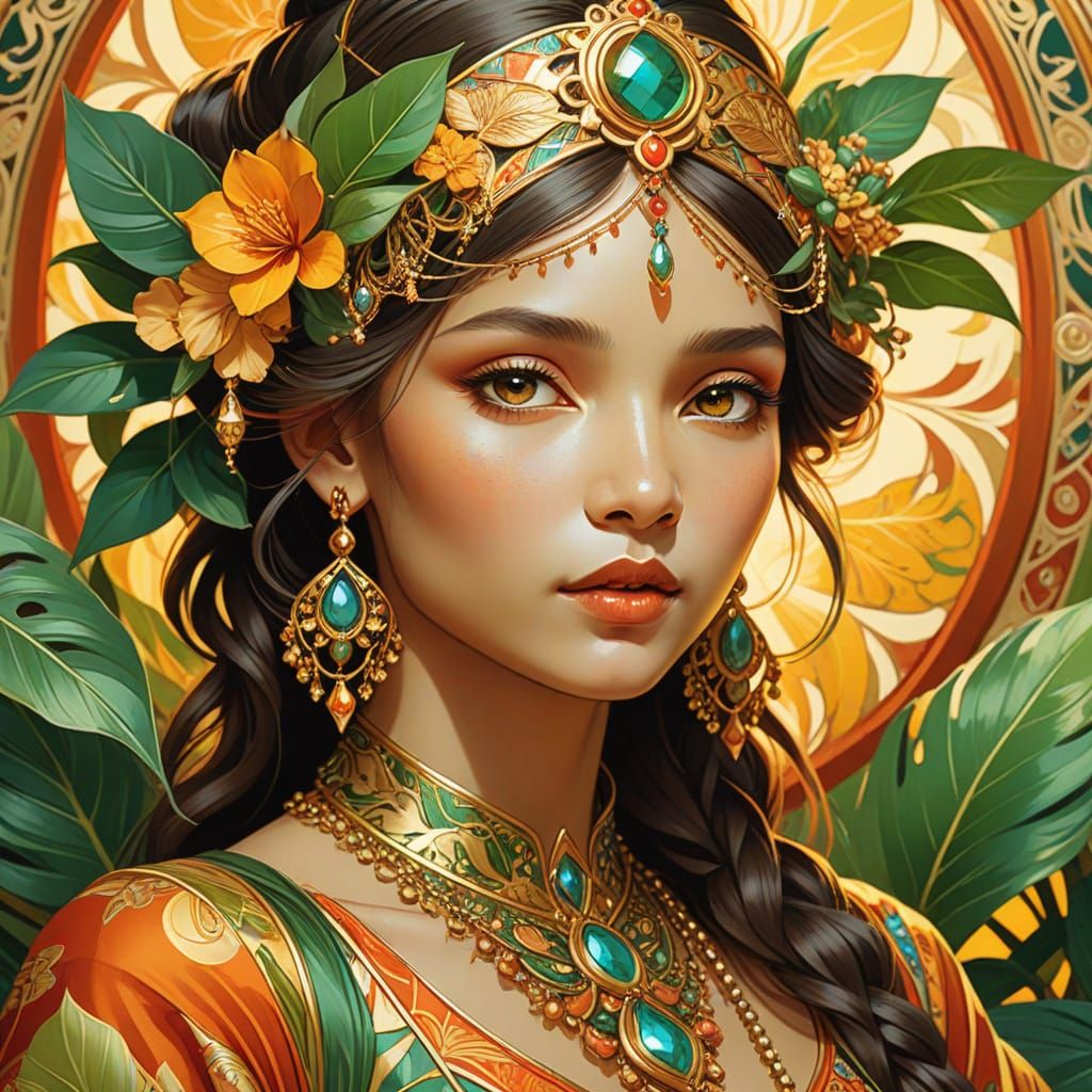 Exotic Goddess in Golden Light