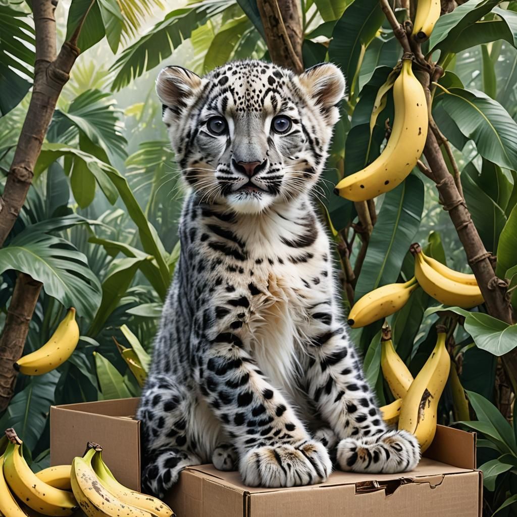 Snow Leopard Cub in Banana Box, Golikova Style