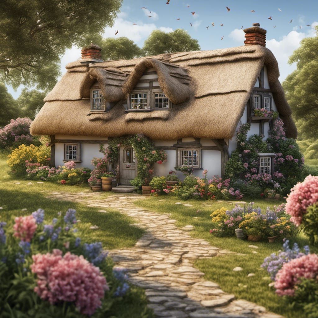 Paper Quilled Cottage in Country Style