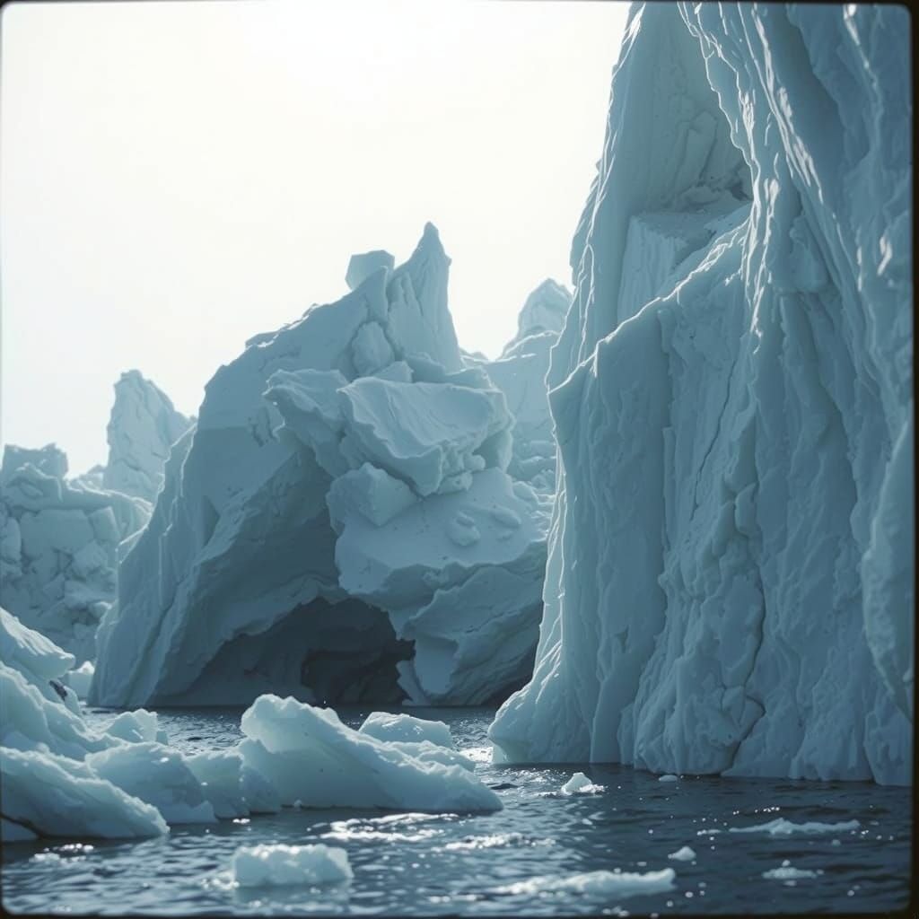 Antarctic Ice Map in Bottle - Black and White Cinematic Phot...