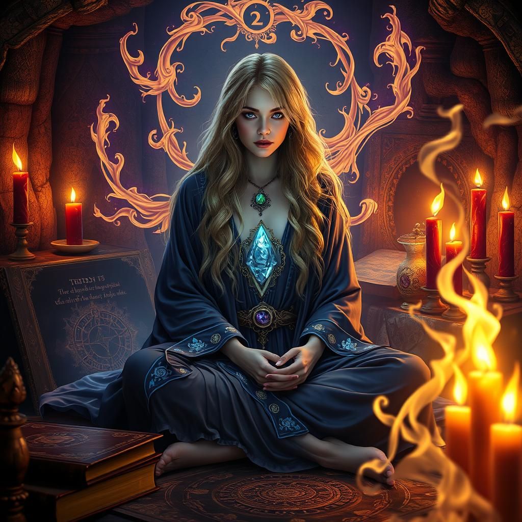 Mystical Woman in Ethereal Flames, Dark Fantasy Art