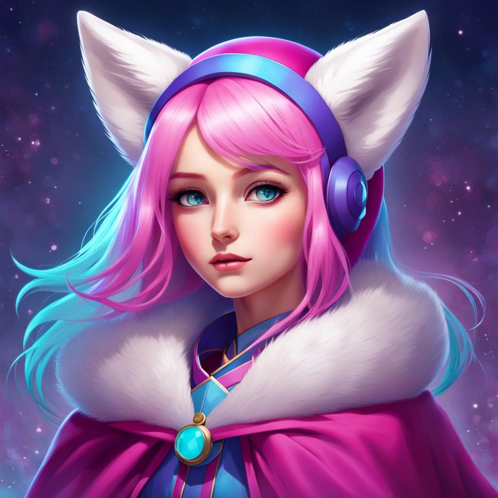 Girl with Fox Ears and Colorful Hair