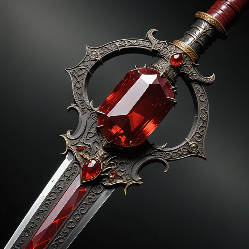 Legendary Sword with Dark Red Cuprite Gem Hilt