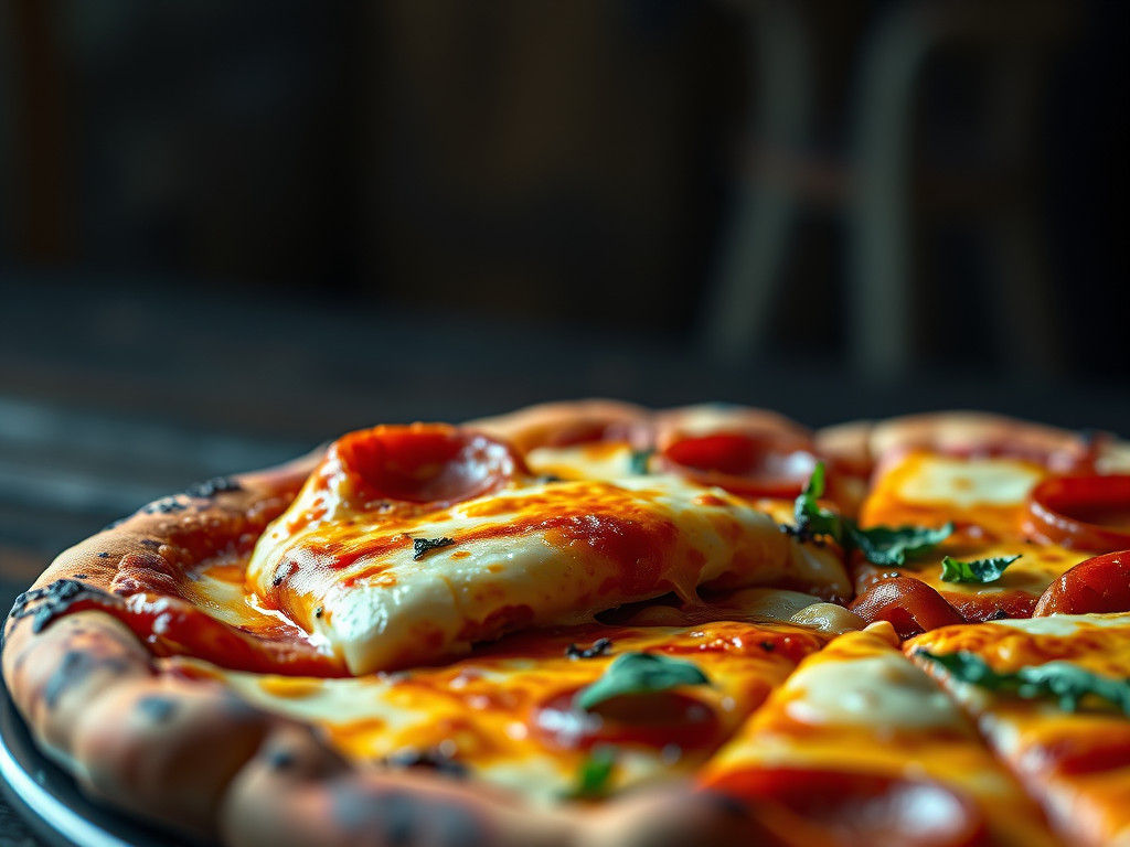 Hyperrealistic Pizza and Cheese in High Definition