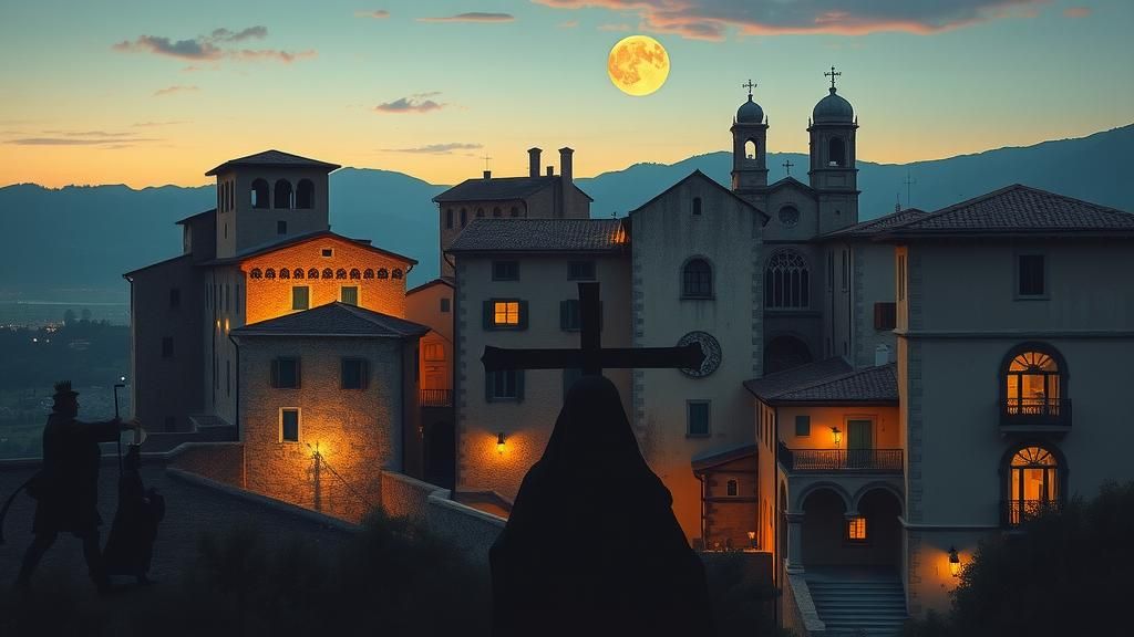 Twilight Over Ancient Italian Hilltop Village