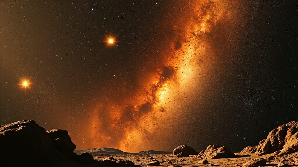 Binary Stars Space Art in Bonestell Style