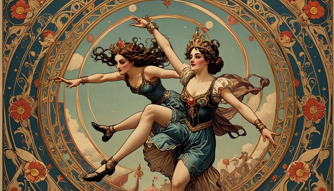 Art Nouveau Circus Poster with Graceful Acrobat