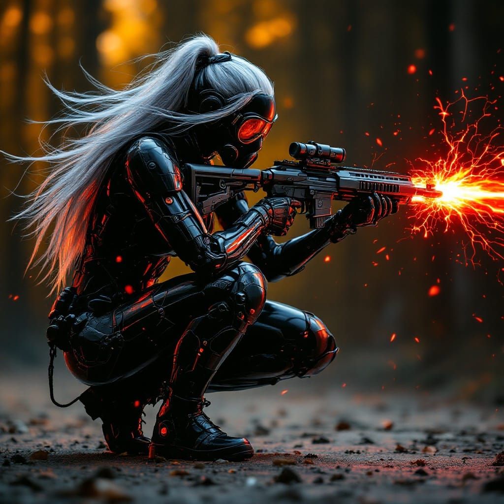 Cybernetic Warrior in Moody Hyperrealistic Cyberpunk Style