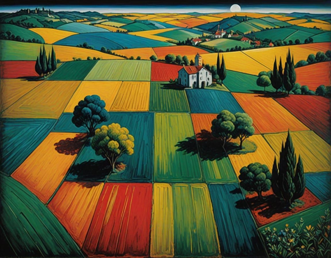 Dreamlike Metaphysical Landscape in Oil Painting Style