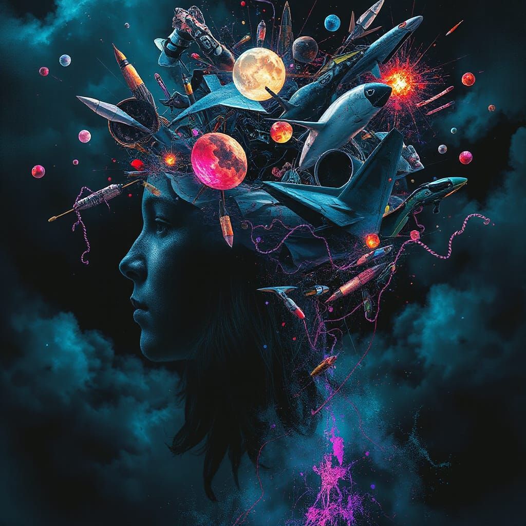 Turbulent Mindscape in Surreal Digital Art Style