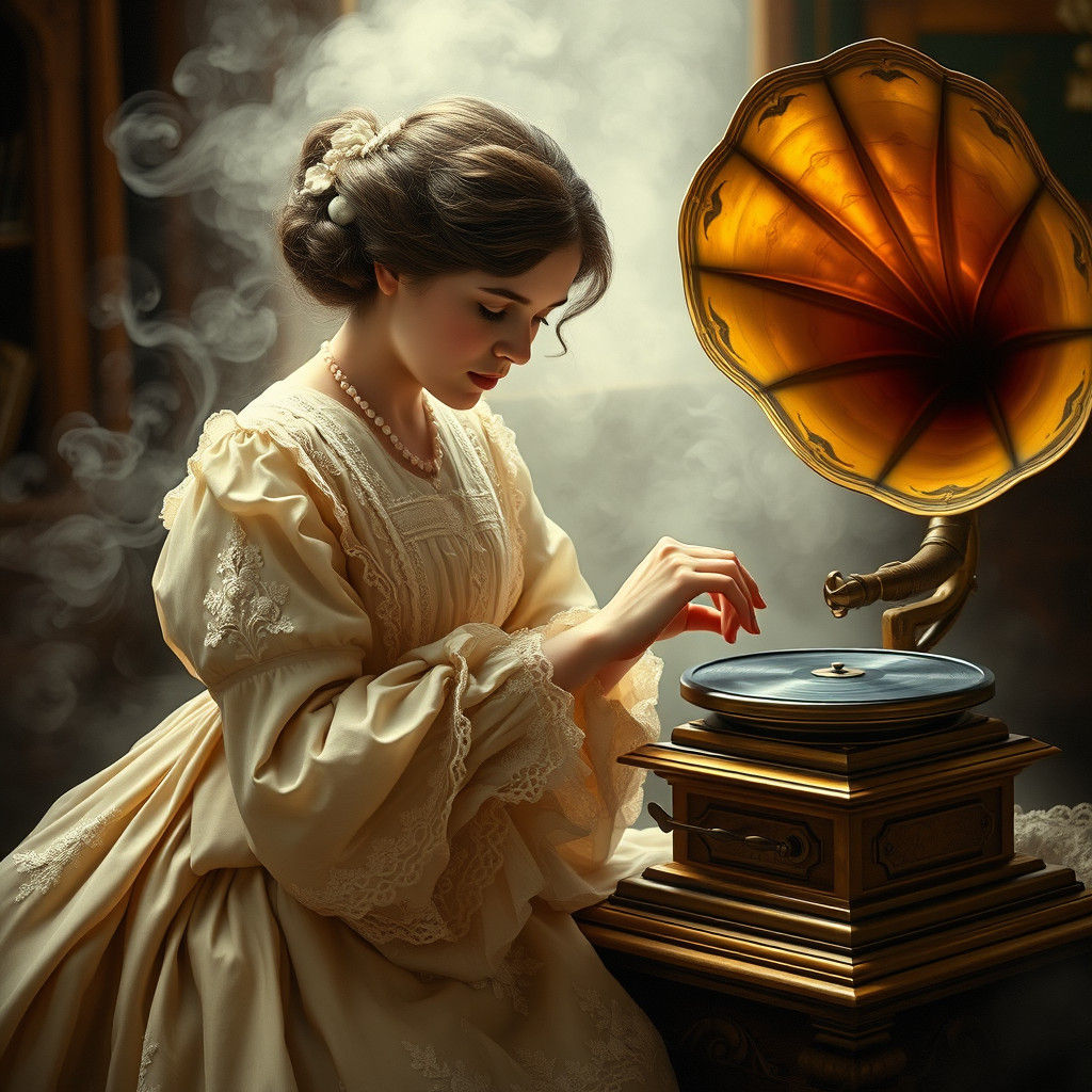 Helen Keller and Gramophone in Dreamy Realism