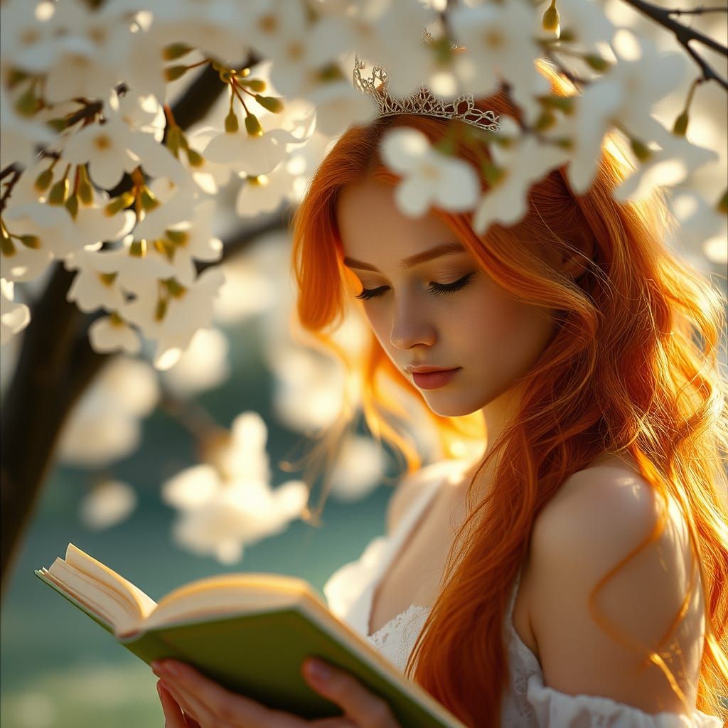 Serene Beauty Under Blossoming Cherry Tree