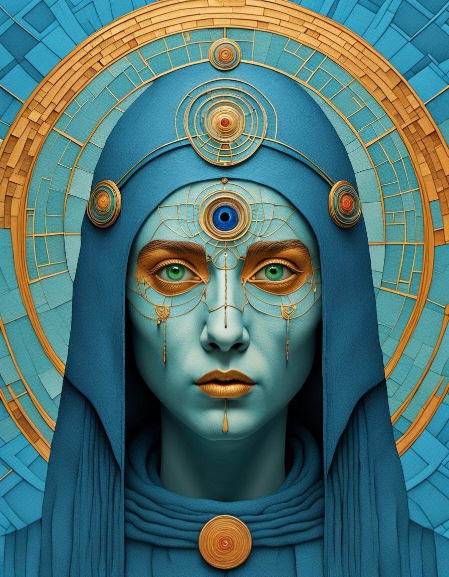 Fiery Hermit in Alice Blue, Symmetrical and Detailed