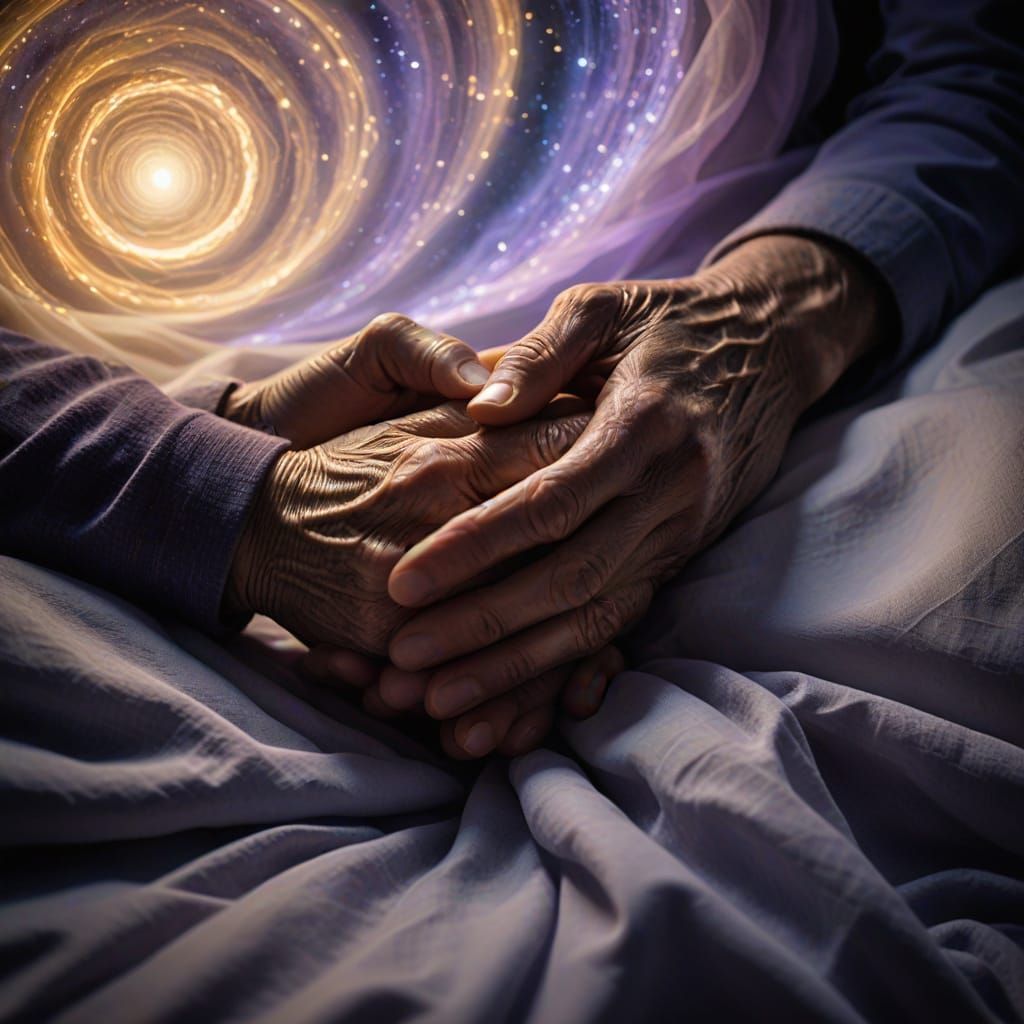 Ethereal Elderly Lovers in Spiritual Union