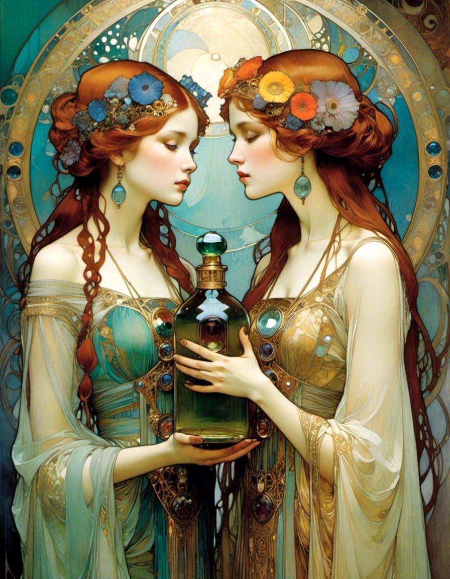 Poisoned Sisters: A Dark Art Nouveau Portrait