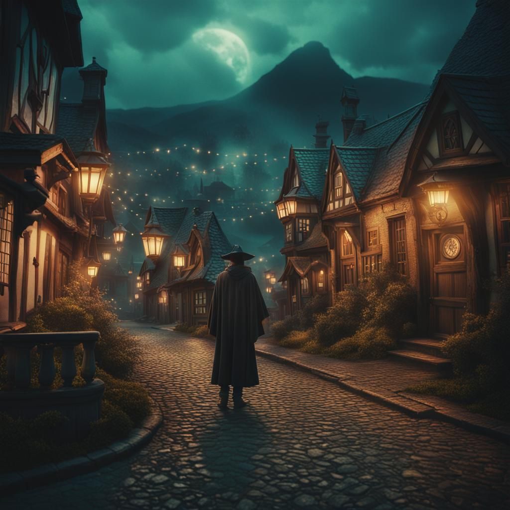 Night in wizard town