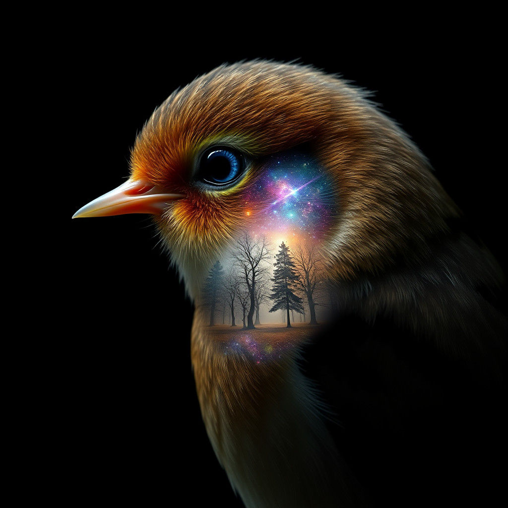 Ethereal Squirrel Portrait with Surreal Landscape