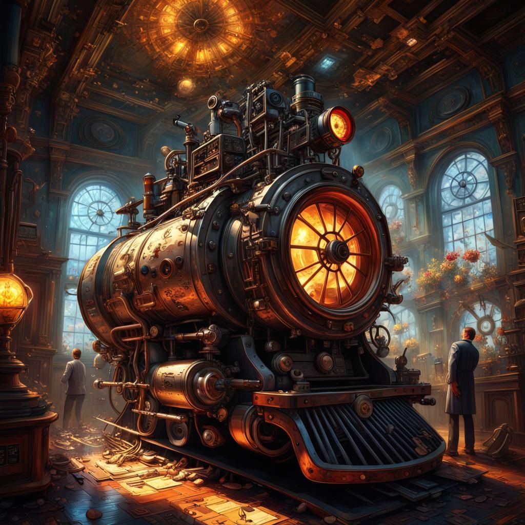 Haunted Steampunk Room with Twinkling Stars