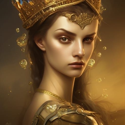 Medieval Queen Portrait in Art Nouveau Style