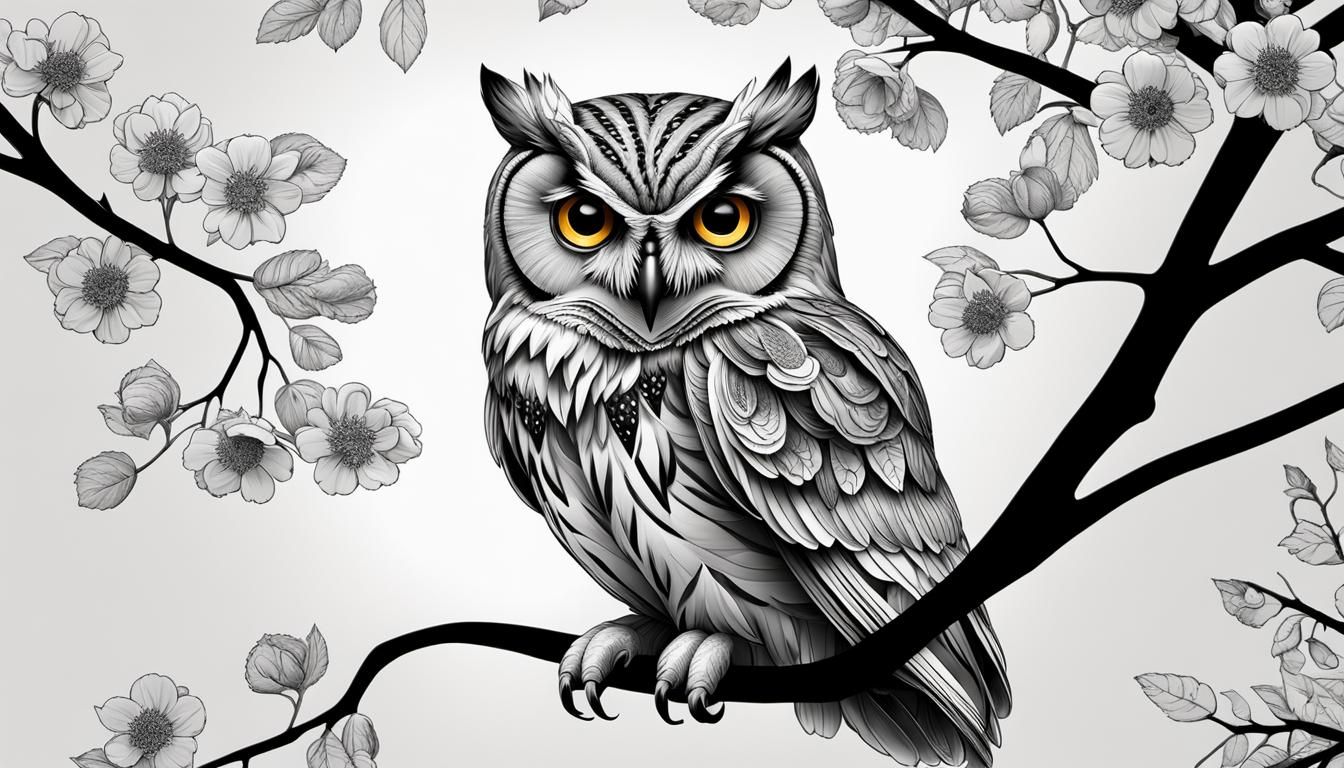 Coloring Book Owl on Branch Outline
