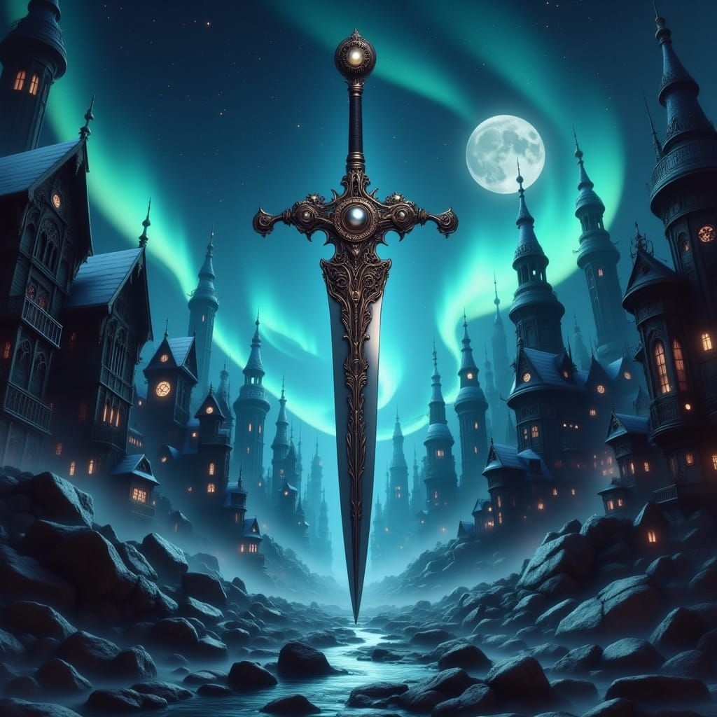 <lora:Steampunk World:1.0> King Arthur's mythical Excalibur sword detailed matte painting, deep color, fantastical, intr...