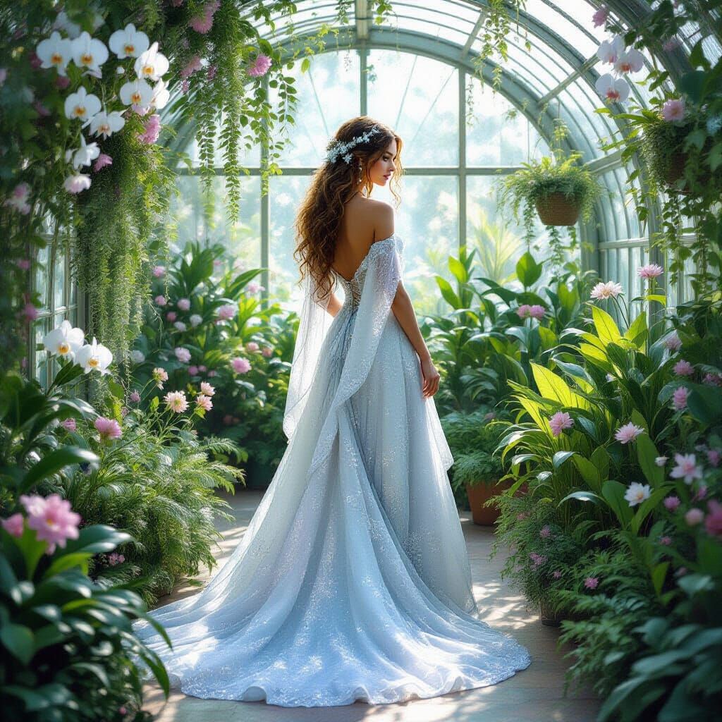 Celestial Gardener in Art Nouveau Greenhouse