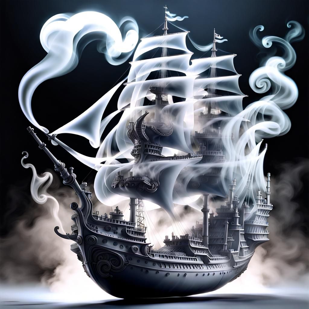 Elegant Smoke Ship Digital Masterpiece