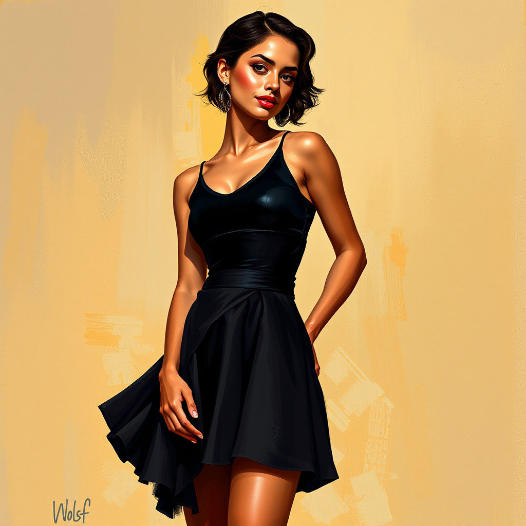 Confident Latina Portrait in Vibrant Artistic Style